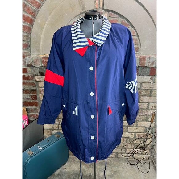 jacket nautical navy blue red white 1990s - Picture 1 of 13